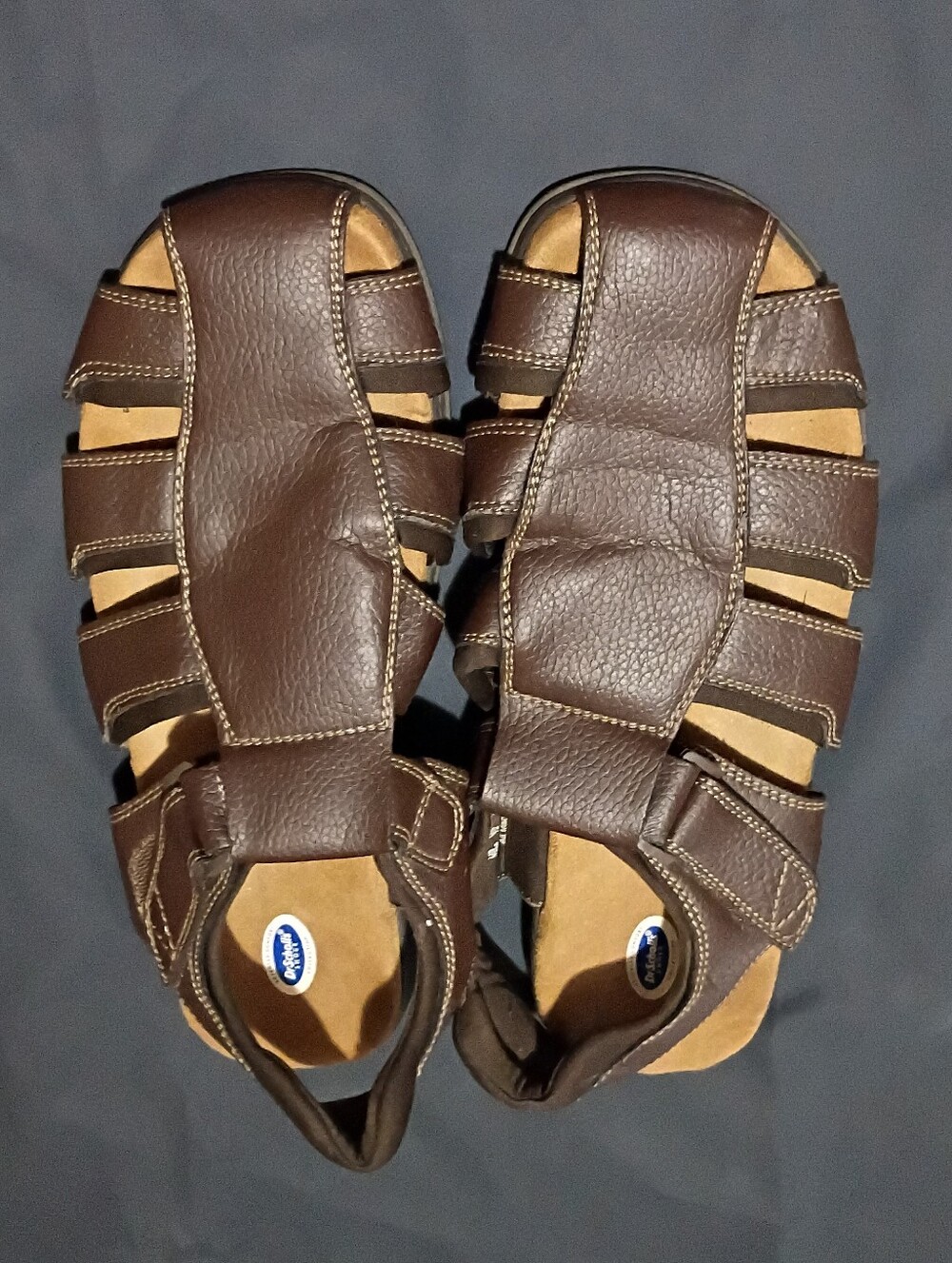 Dr. Scholls Men's Brown Leather Fisherman Sandals